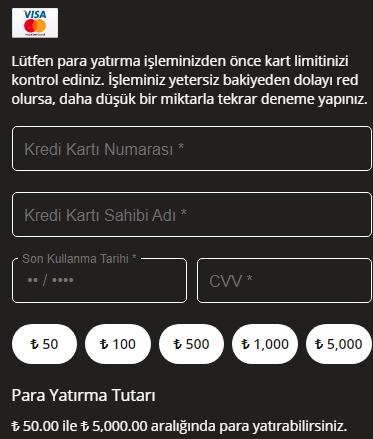 kredi kartı ile para yatırma